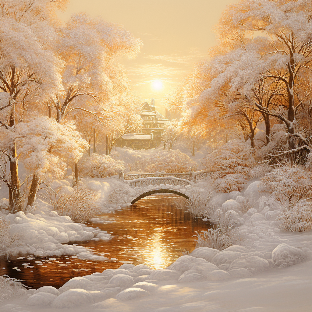 4. Winter landscape with golden colors