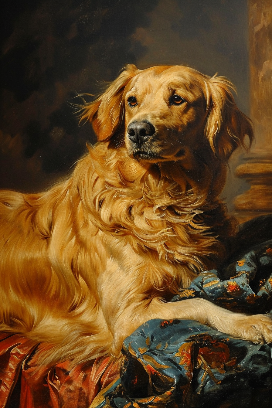 4. Noble Golden Retriever in Painting