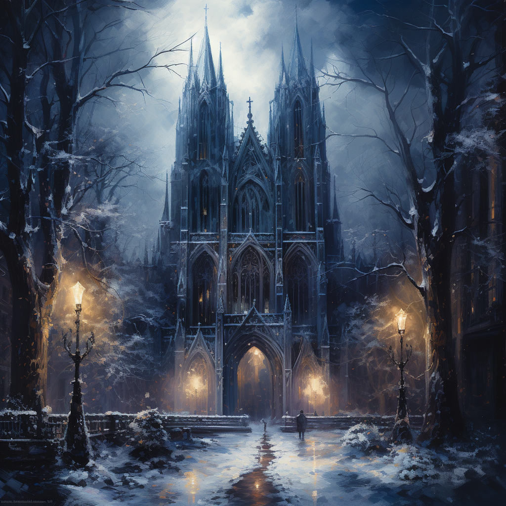 4. Image of Gothic Cathedral in Winter Night