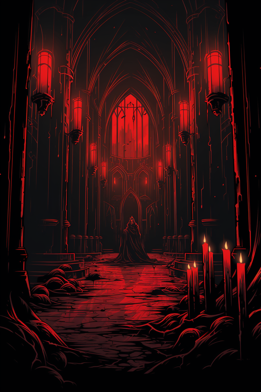 4. Illustration of a gothic cathedral interior with candles