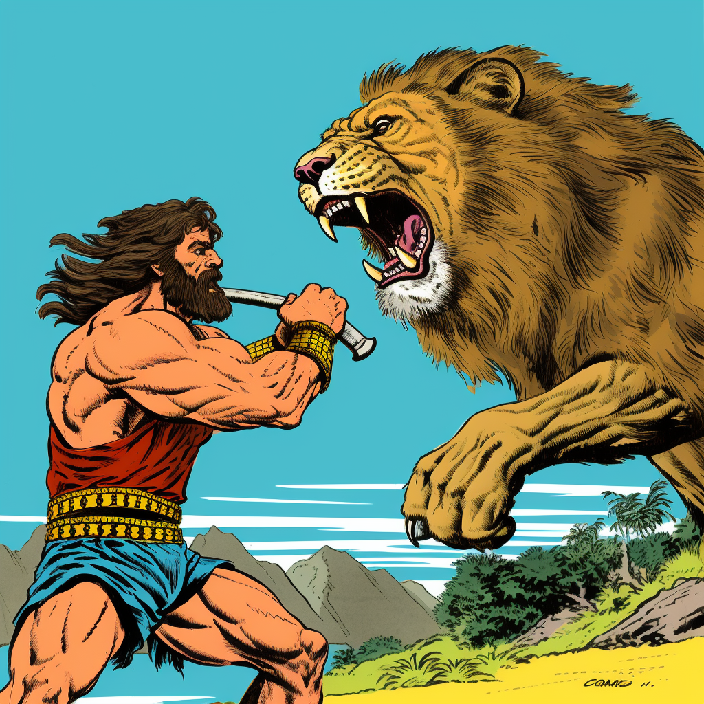 4. Powerful Hercules defeating the mighty lion