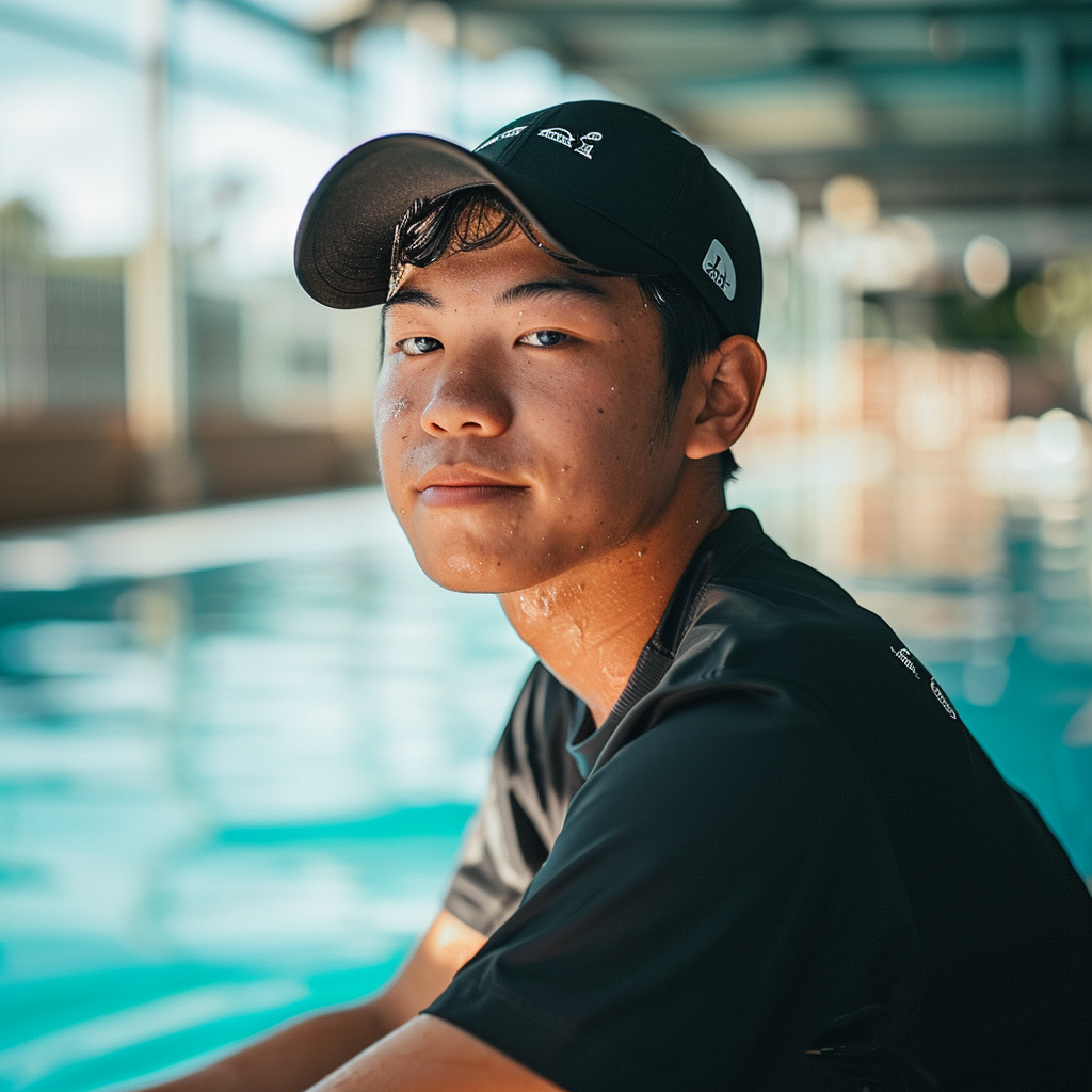 4. Japanese baseball player enjoying a refreshing swim training session.