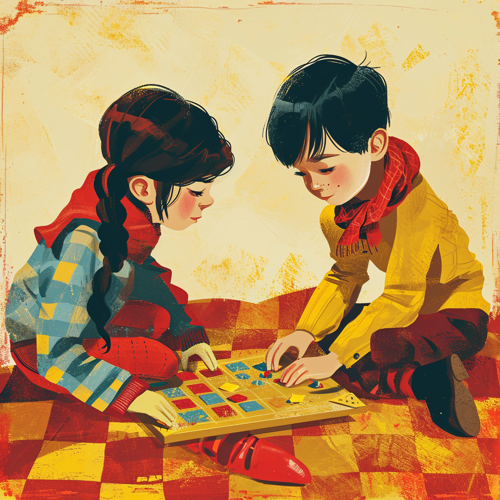 4. Children playing board game together