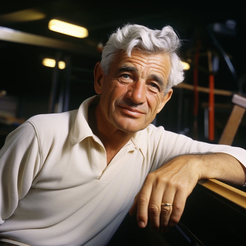 4. Iconic composer Leonard Bernstein conducting orchestra