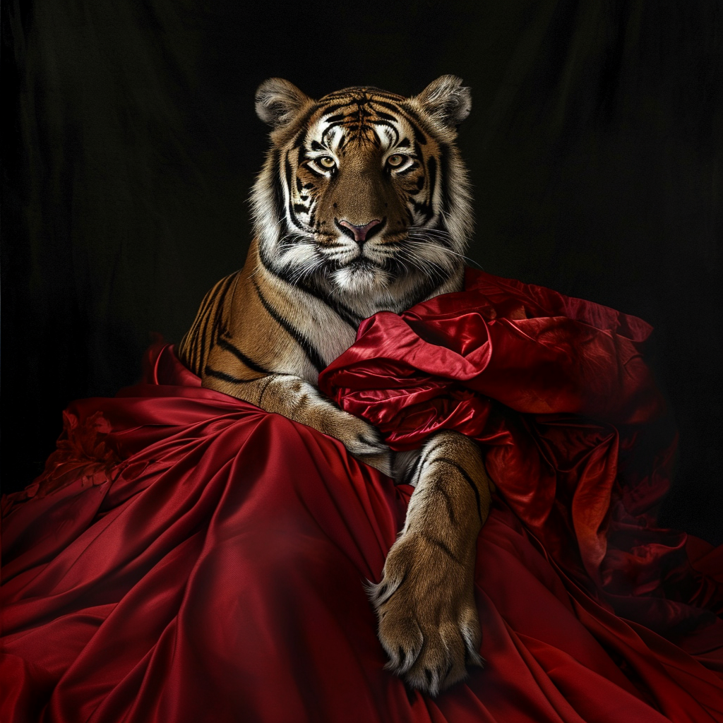 4. A stunning lion wearing an Alexander Mcqueen gown