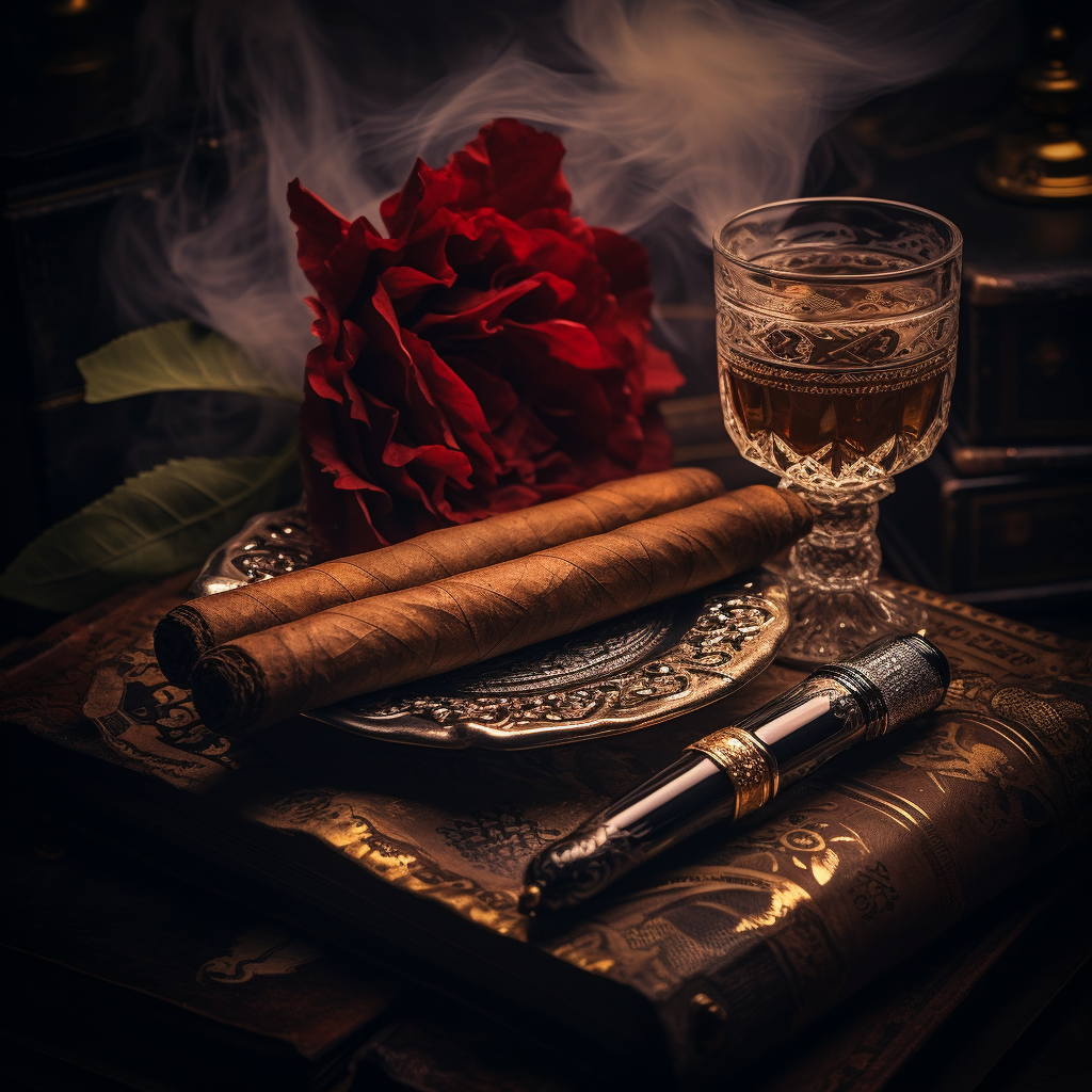 Image of a luxurious cigar in a classical moody setting