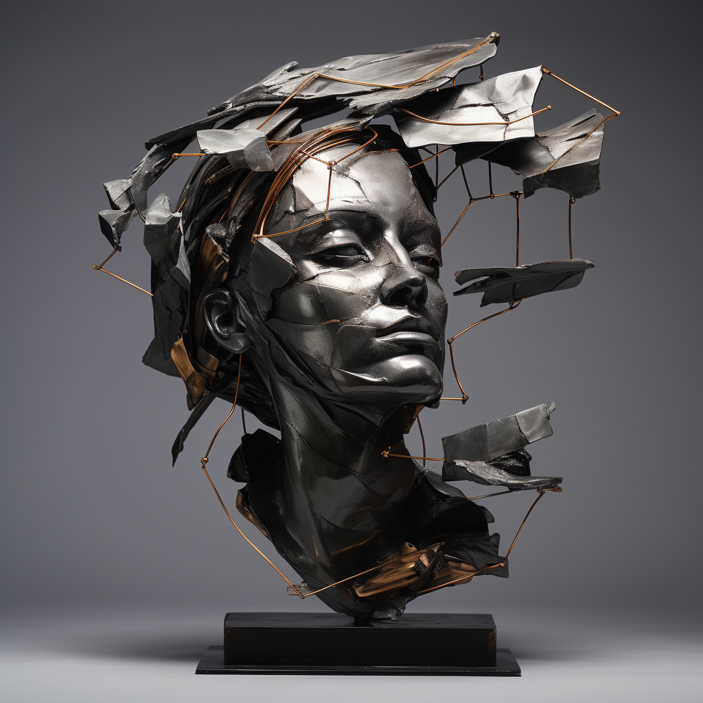 4. ALT Text for Image - Contemporary deformed metal sculpture artwork