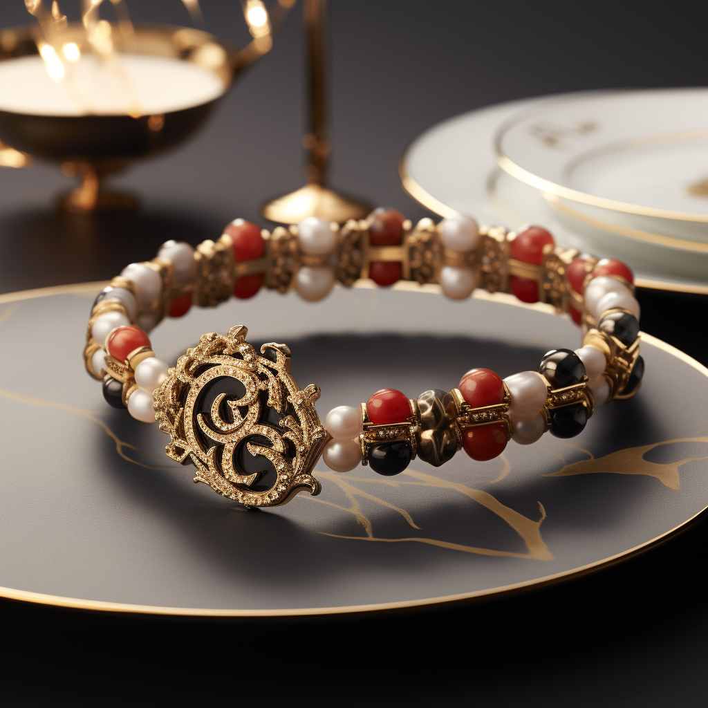 4. ALT Text for Image -  Exquisite YSL Bracelet on Elegant Dinner Table