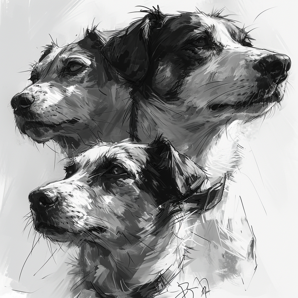 4. Cute Dog Sketch with Various Expressions