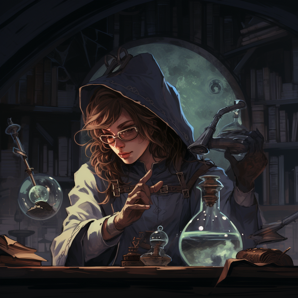 4. Artwork of blind alchemist woman creating magic