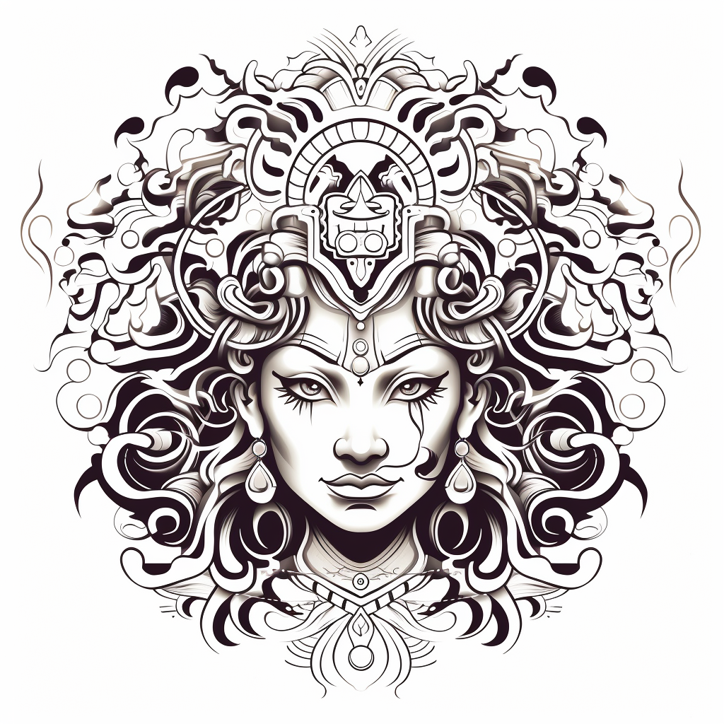 4. Spiritual Durga Mata Face Outline Image