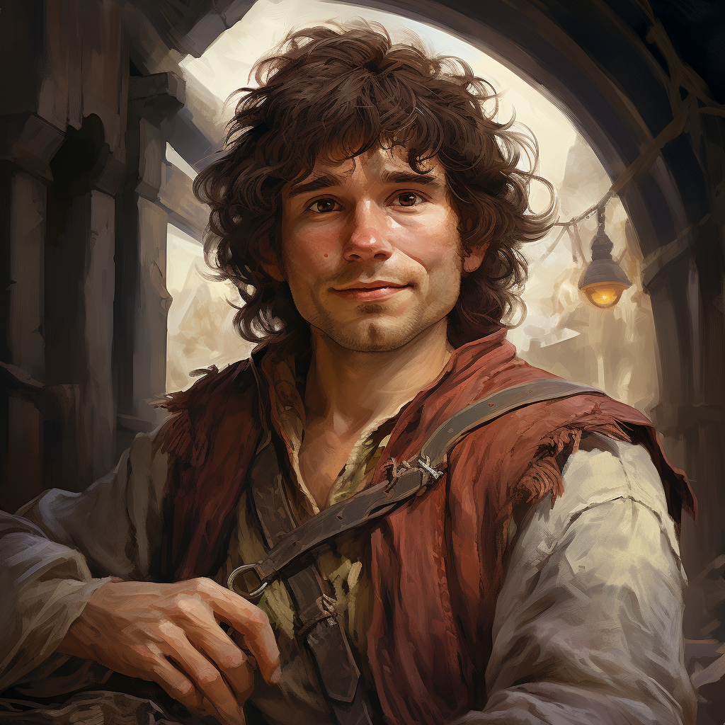 4. Image of a hobbit with dark brown hair and freckles