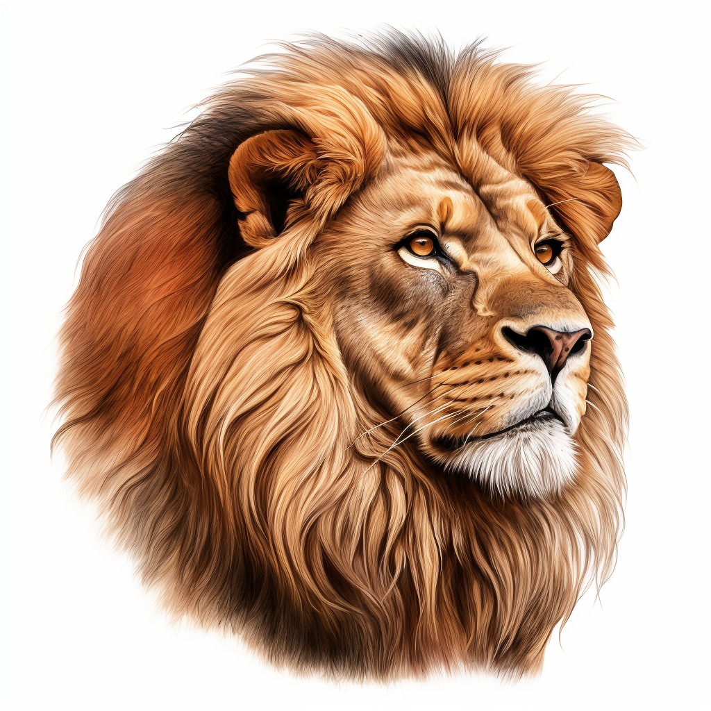 4.  Realistic lion head on white background