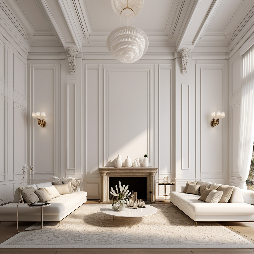 4. Elegant living room design with Ionic columns