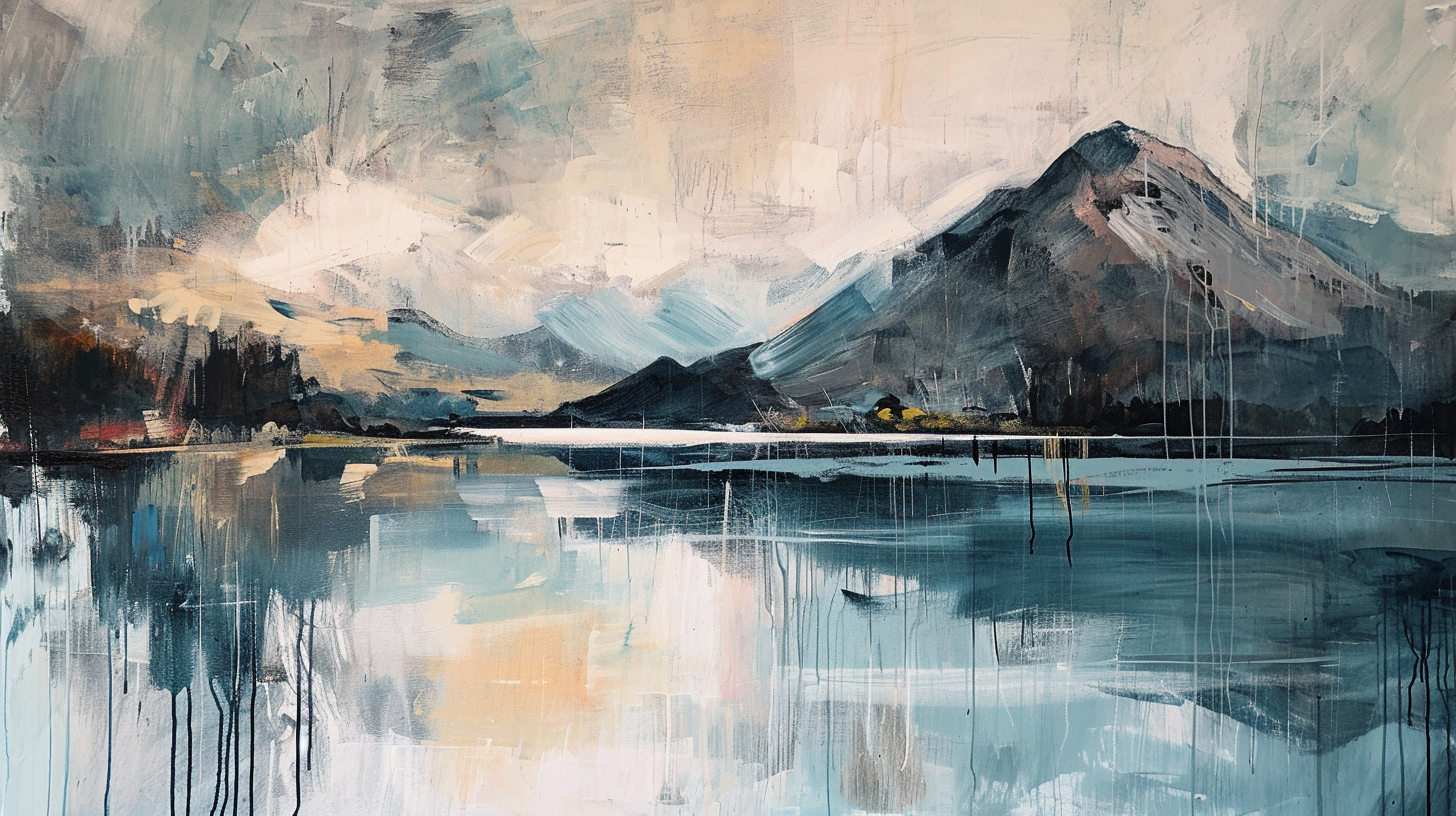 4. A captivating abstract painting of a serene mountain scene