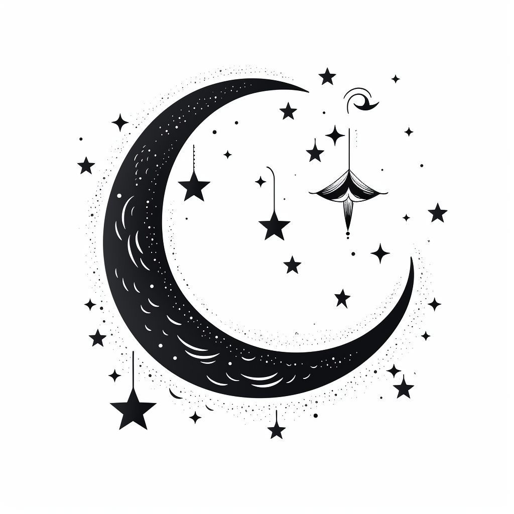 4. Beautiful Vector Image of a Crescent Moon with Stars