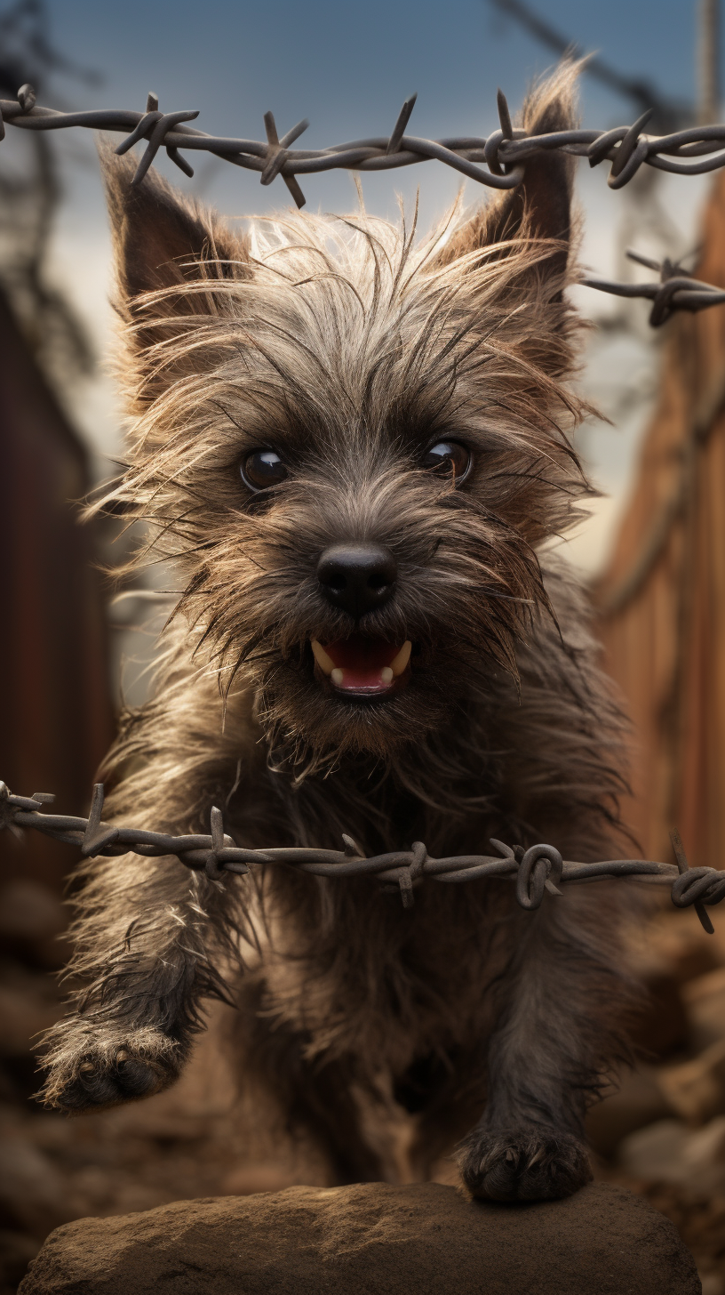 Cairn terrier crawling with focus