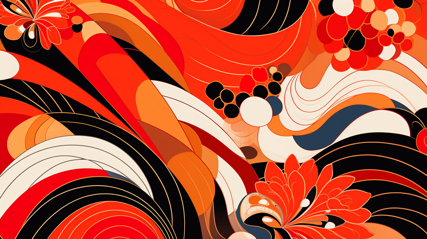 4. Artistic pattern with Japanese graphic design elements