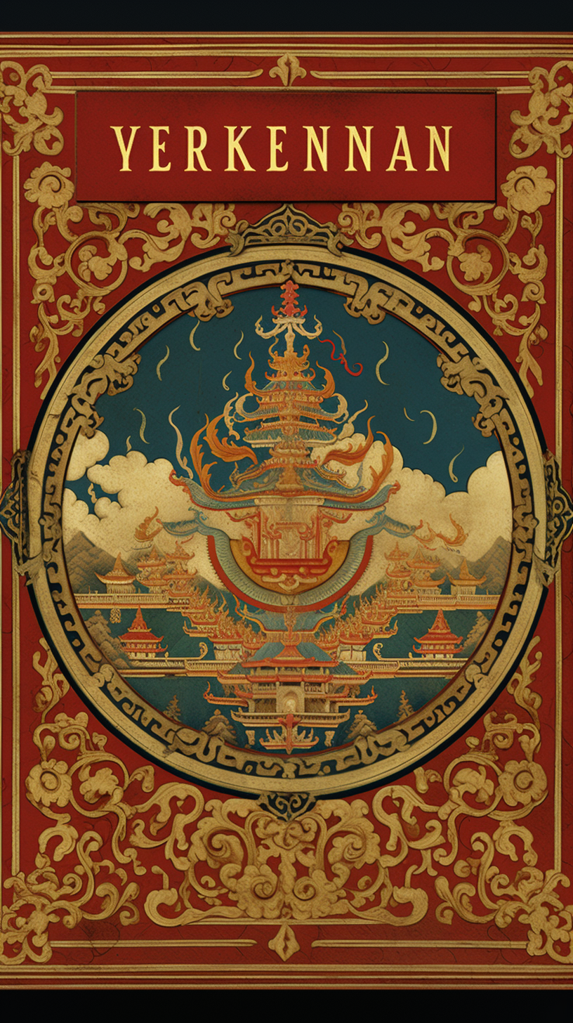 Tibetan-style cover design with a screen world