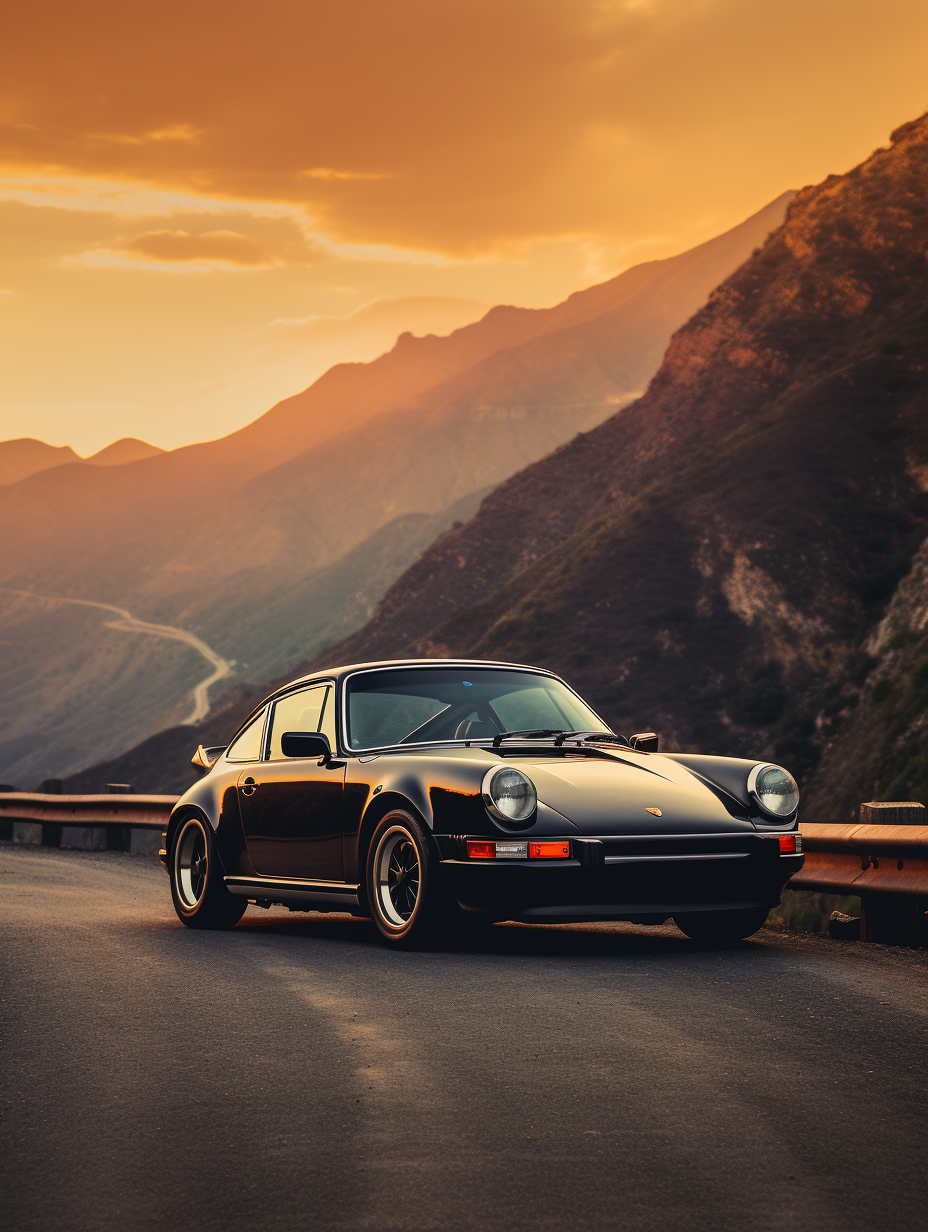 4. Stylish vintage sports car on winding mountain road