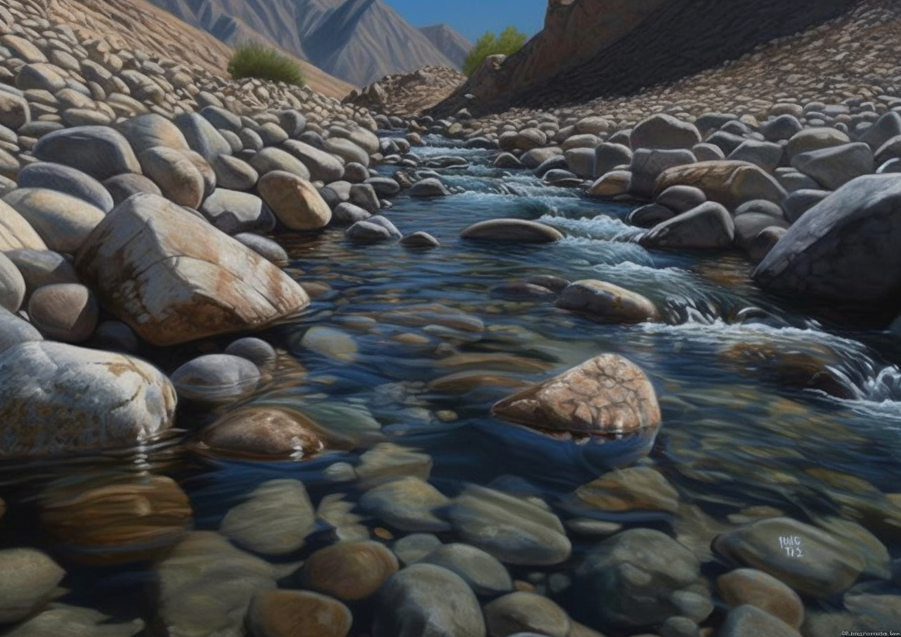 4. Serene river stream with peaceful stones