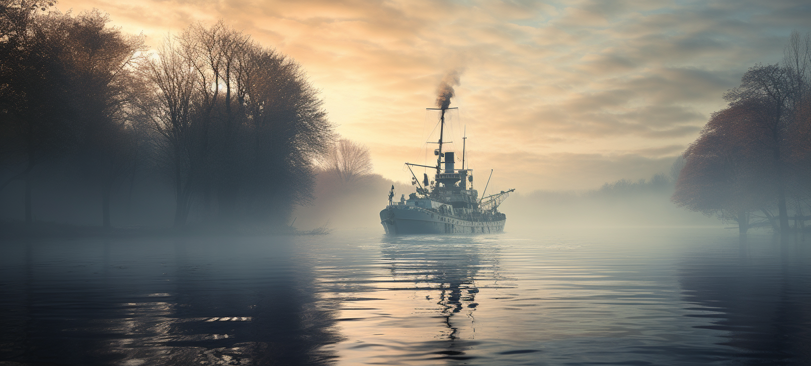 4. Majestic ship on misty lake