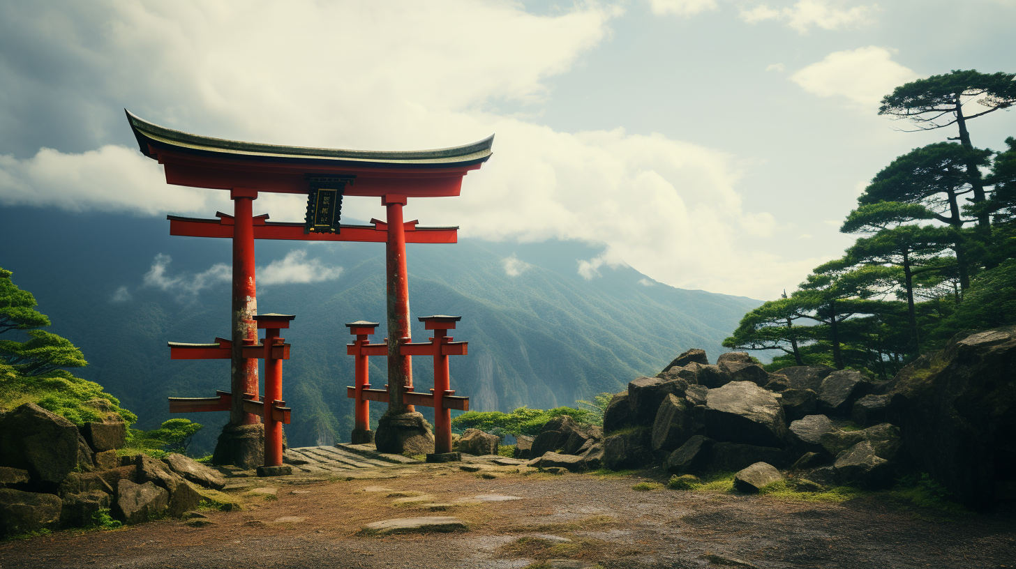 Beautiful Red Torii Gate in Mountains