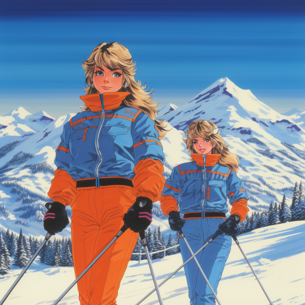 Exciting crosscountry skiing action in the 80s