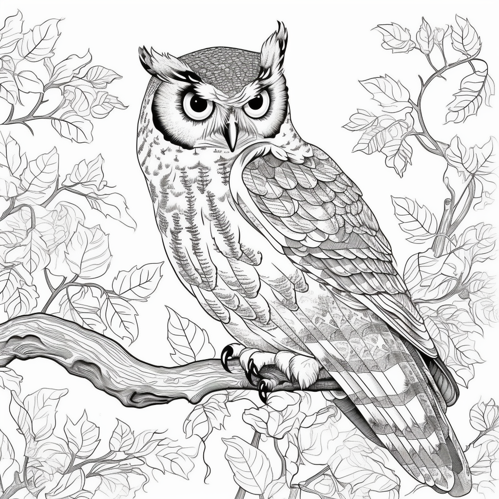 4. ALT Text for Image =  Cartoon owl on tree branch