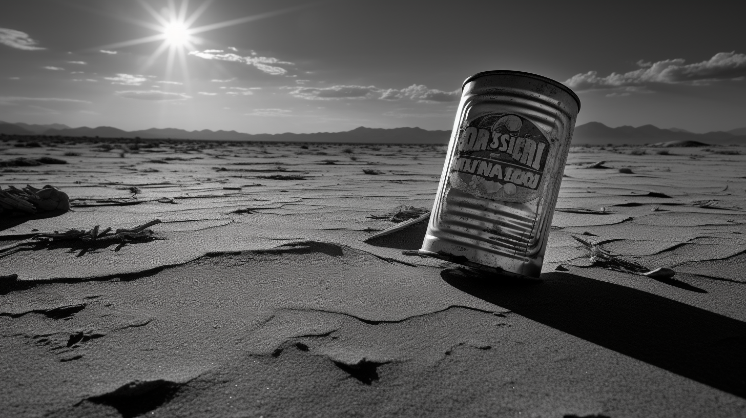 4. Vintage soup can submerged in sand