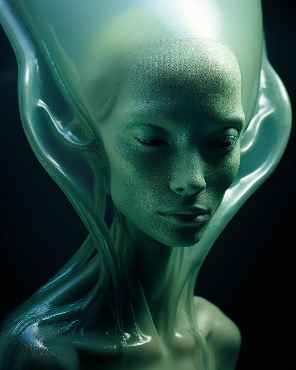 Enigmatic alien bathed in ethereal light