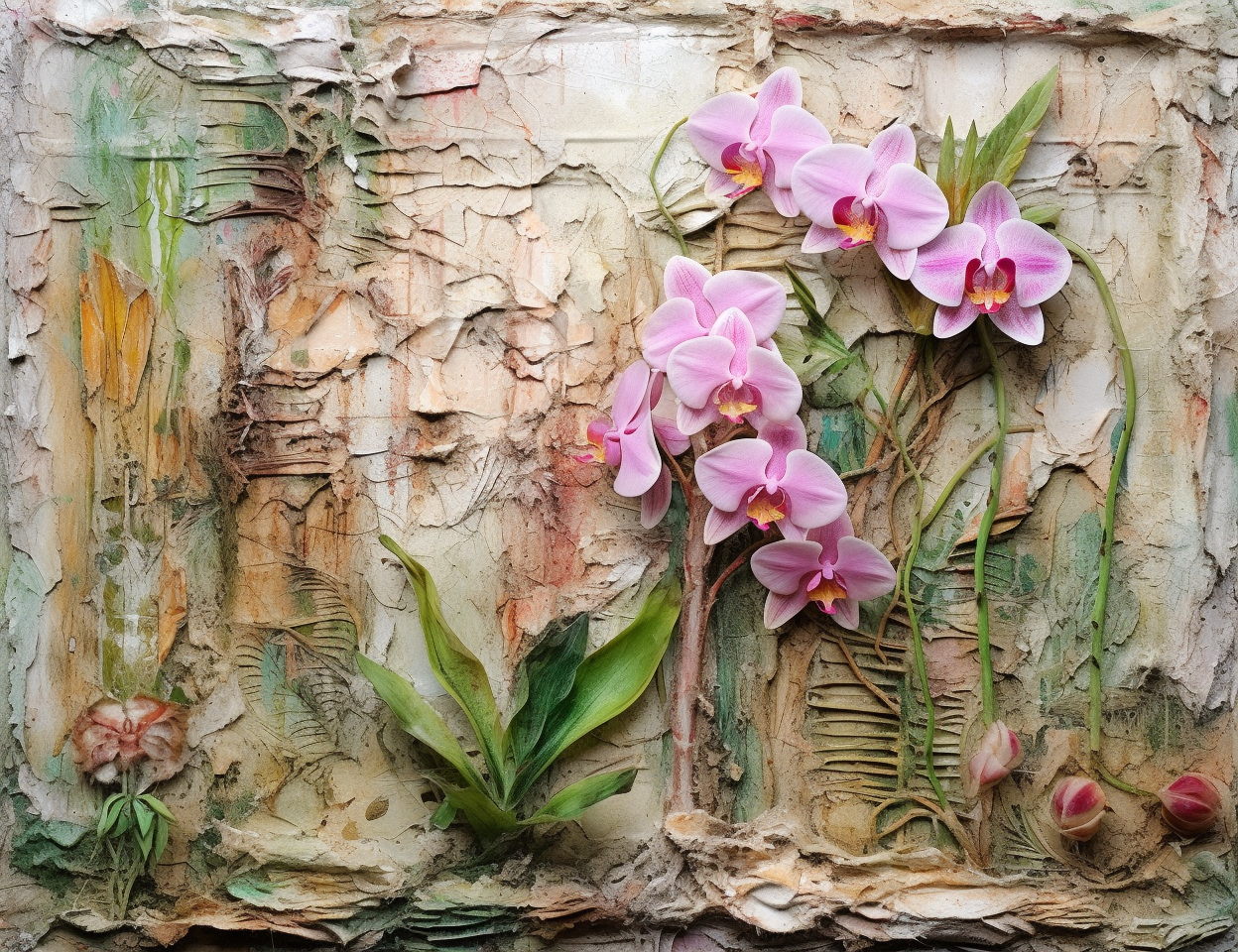 Tropical orchid garden painting