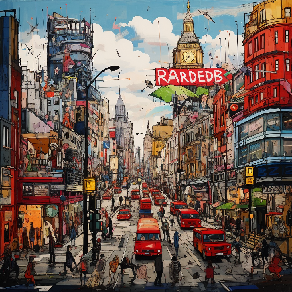 4. Inspiring London cityscape with Radiohead album cover