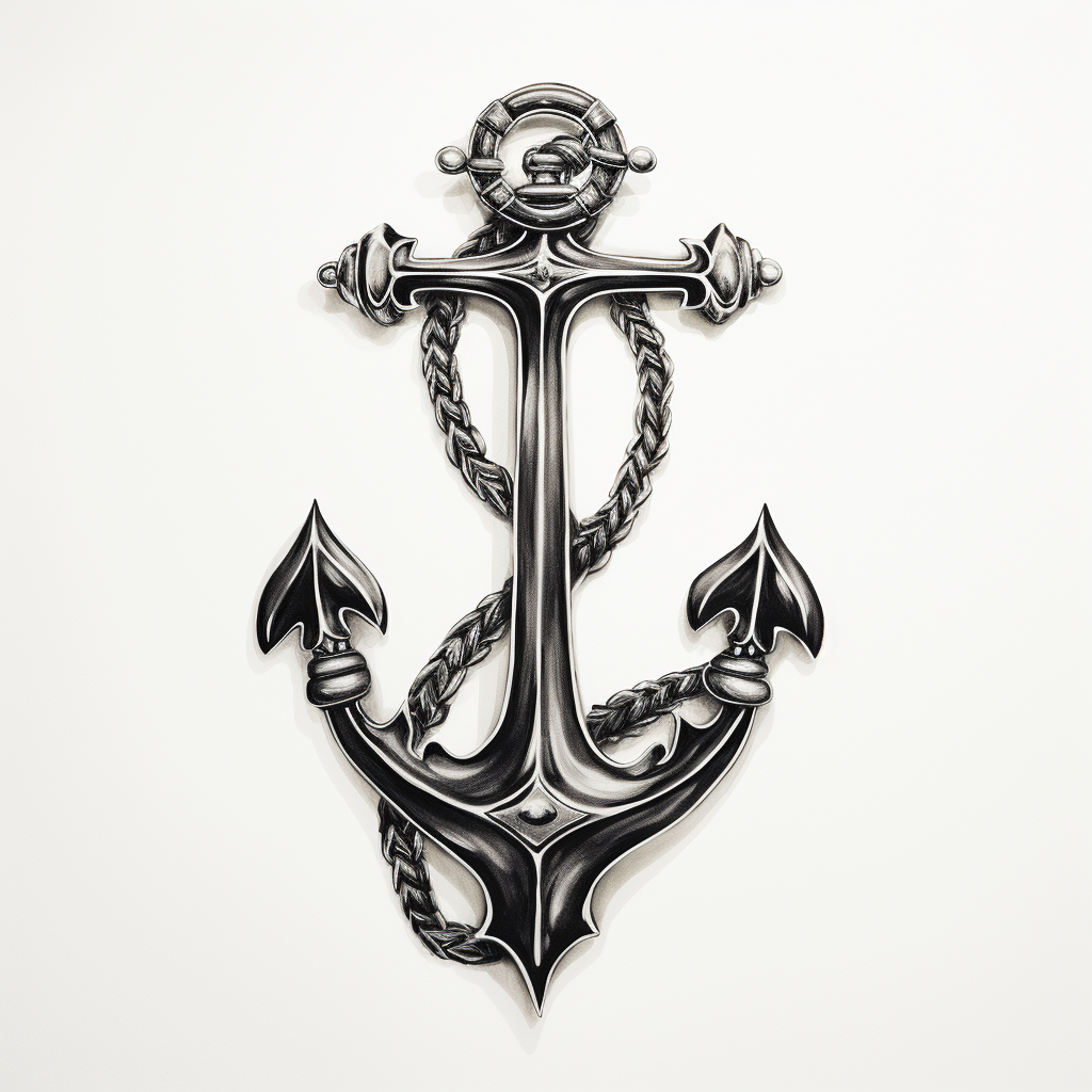 4. Beautiful anchor black and silver on a realistic white background