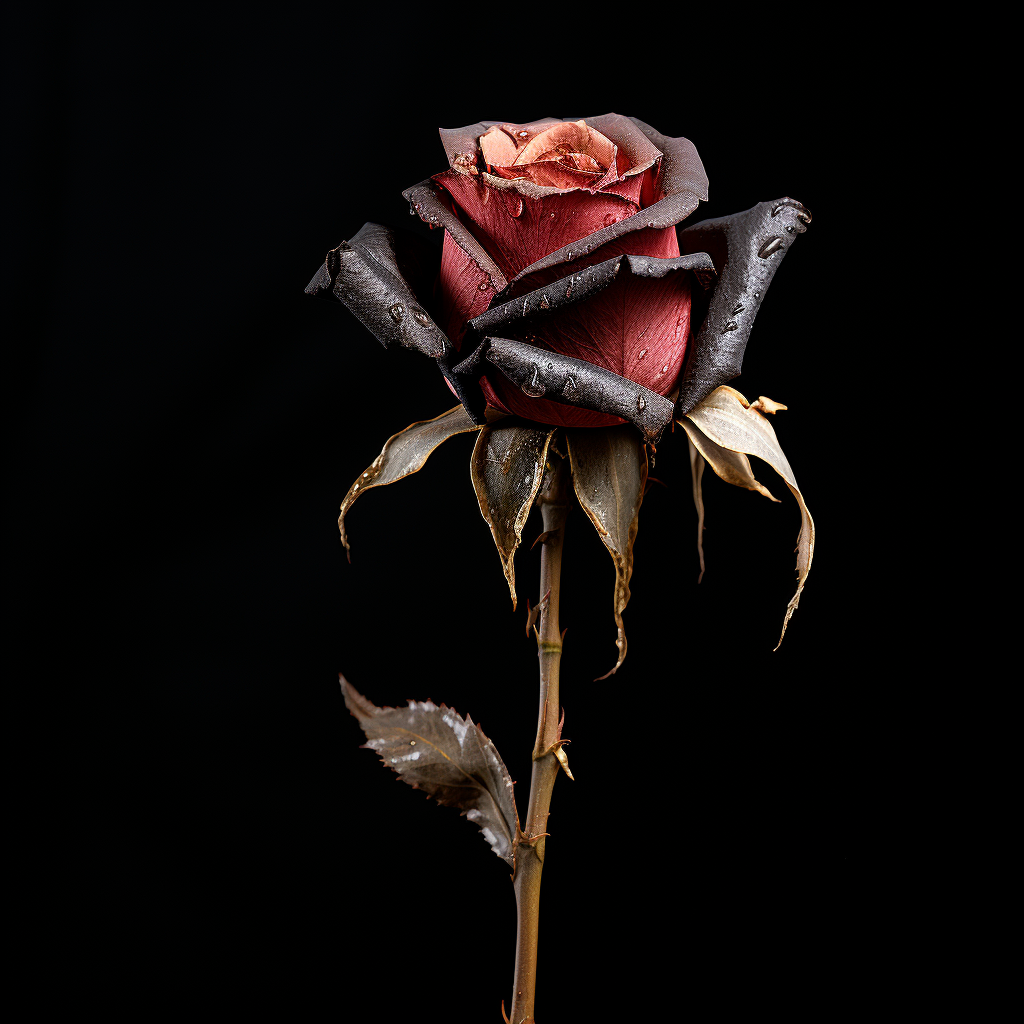 4. Wilted Rose on Black Background