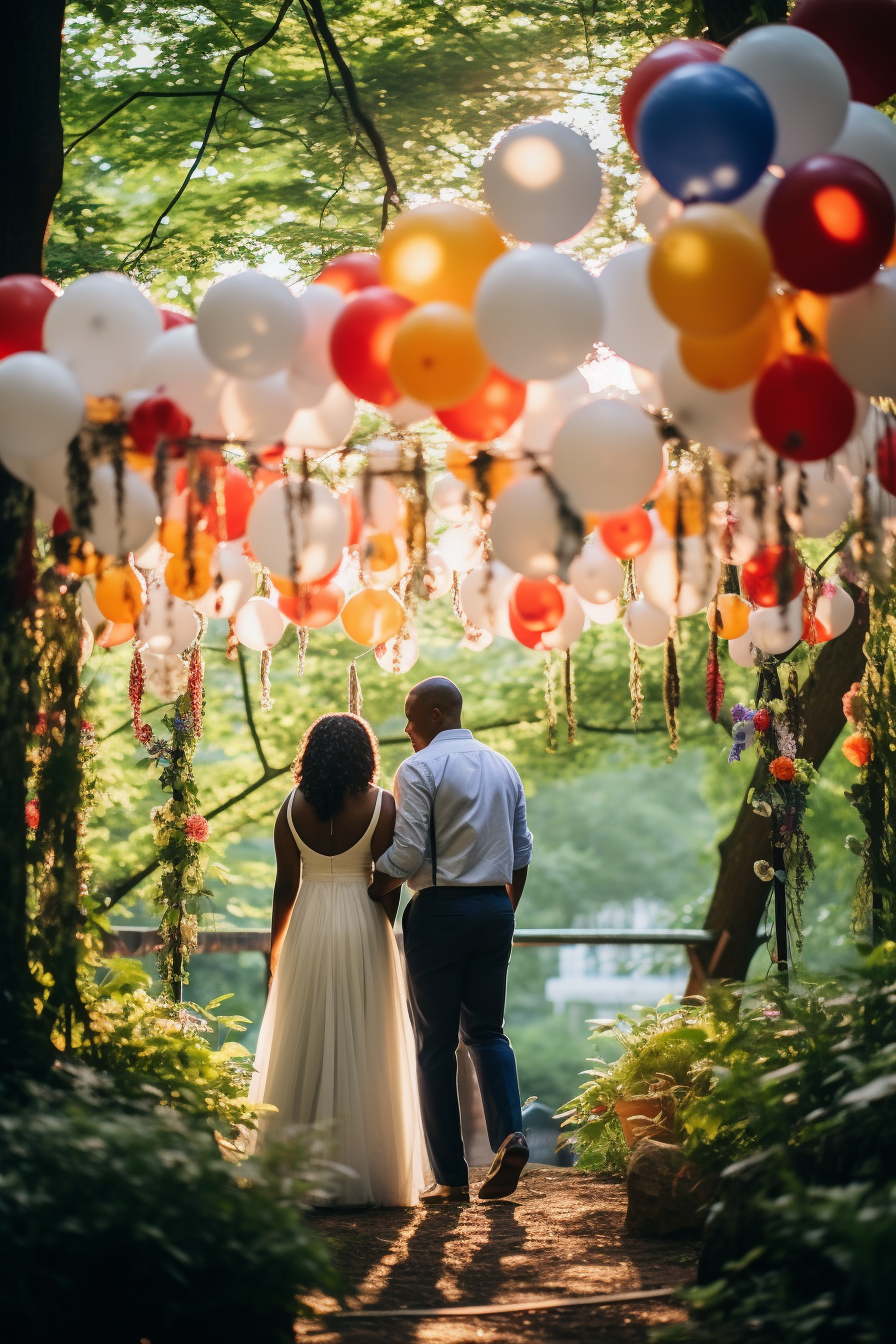 4. Joyful Couple with Colorful Balloons