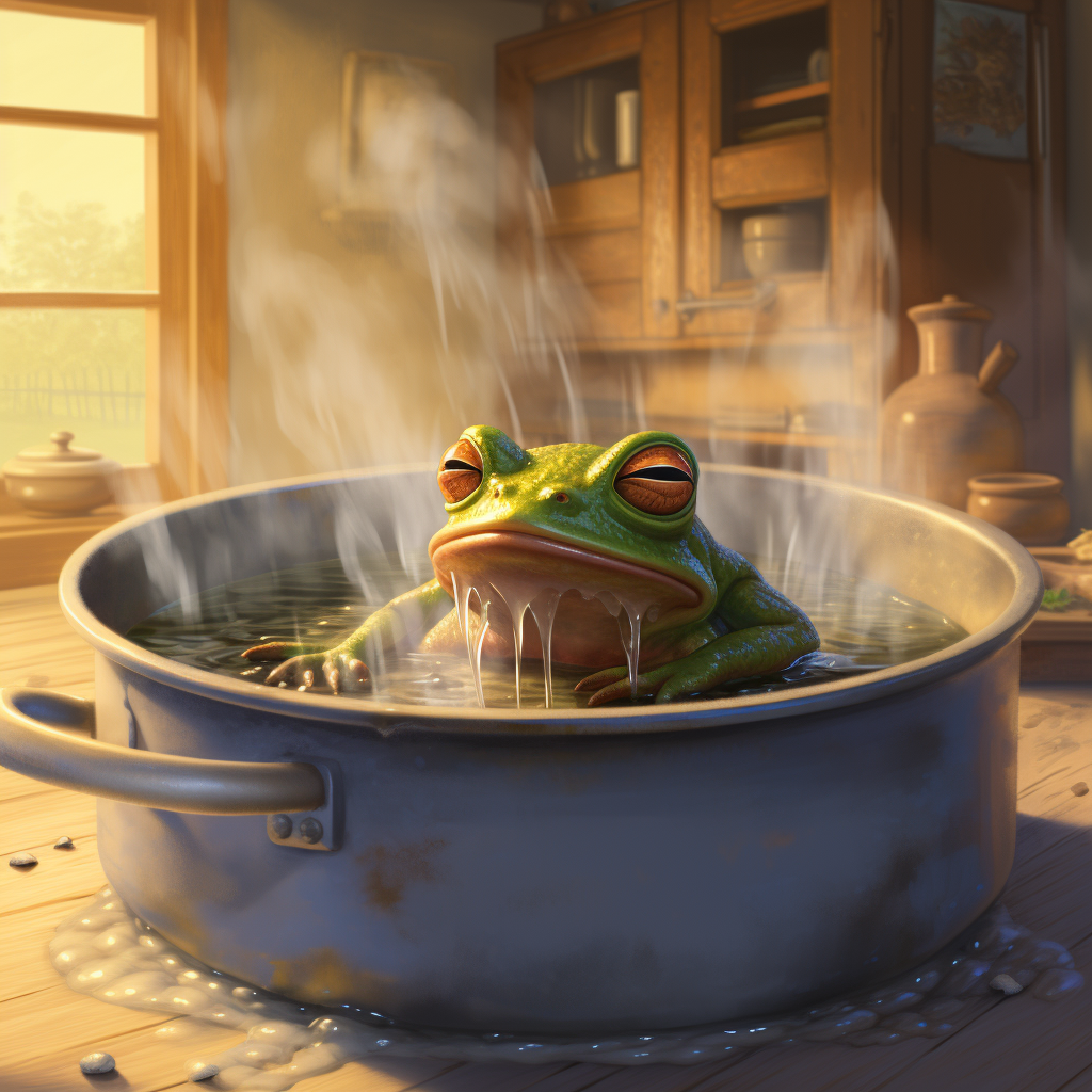 Frog in hot water