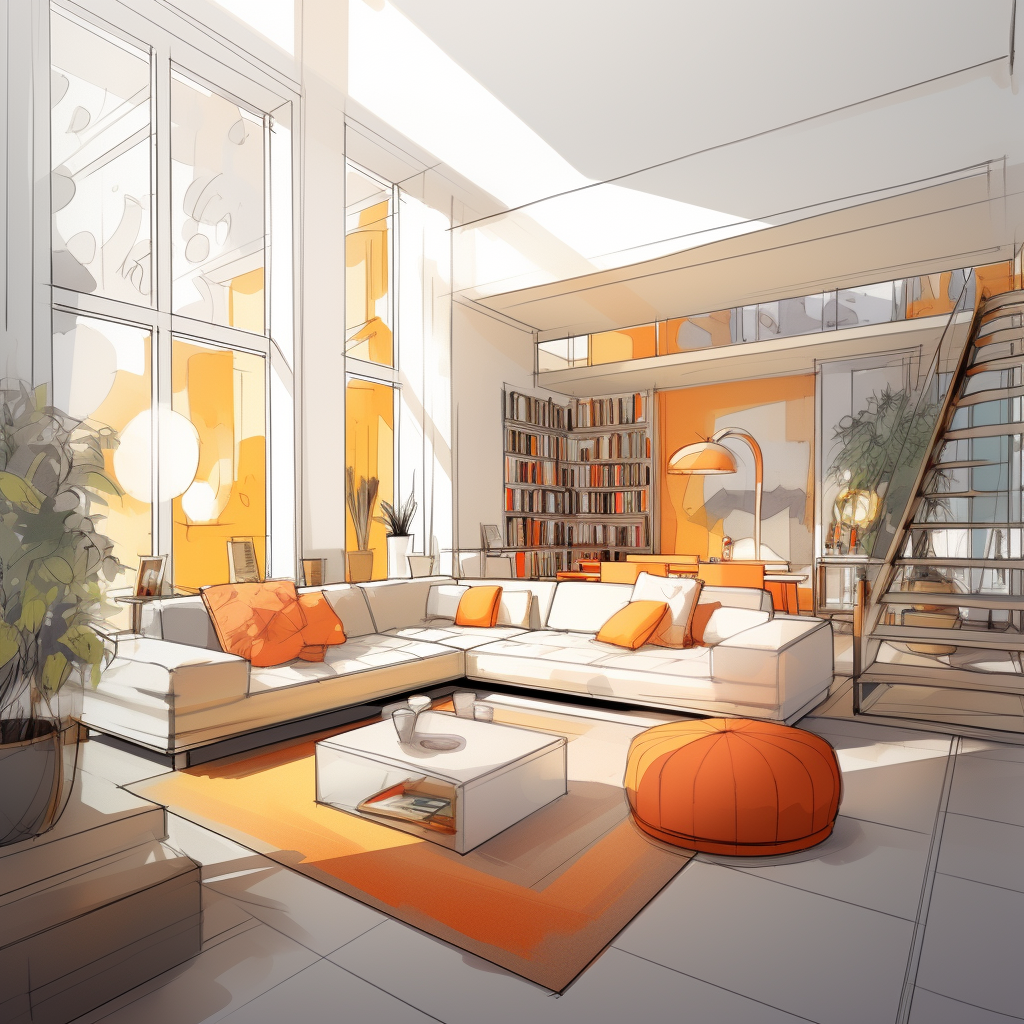 4. Modern living room with family