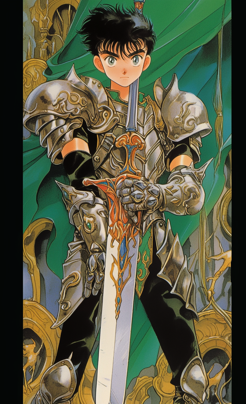 4. Detailed image of teenage hero with sword