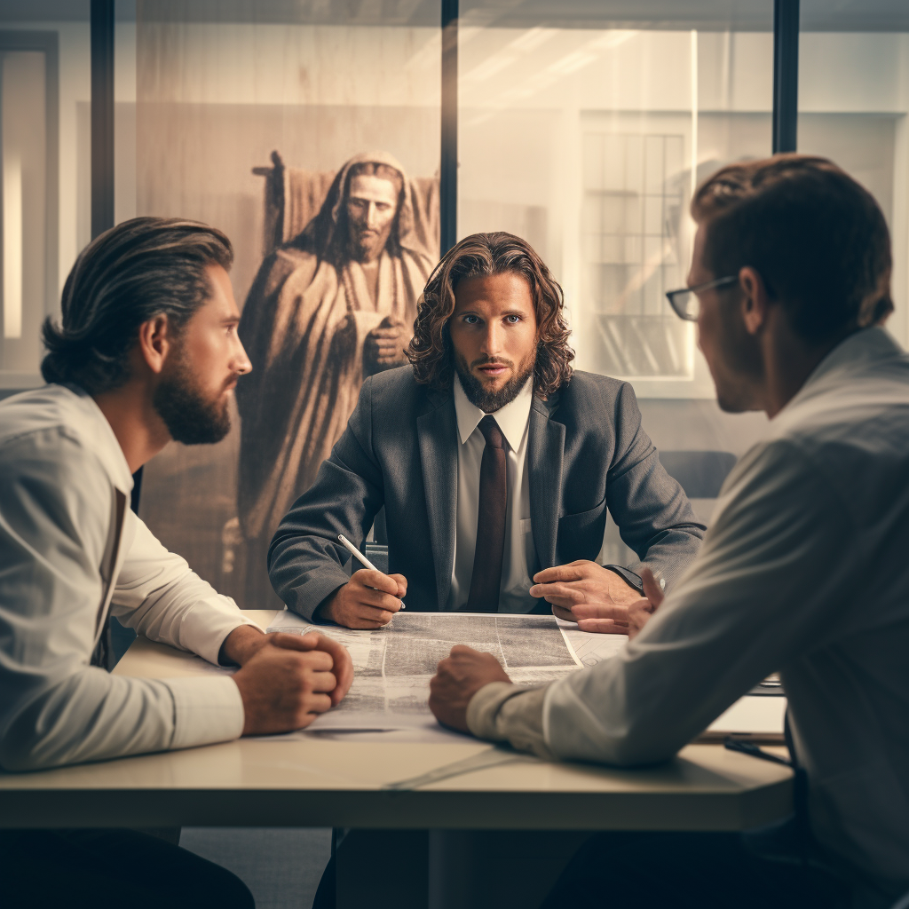 4. Image showing men questioning Jesus as Messiah