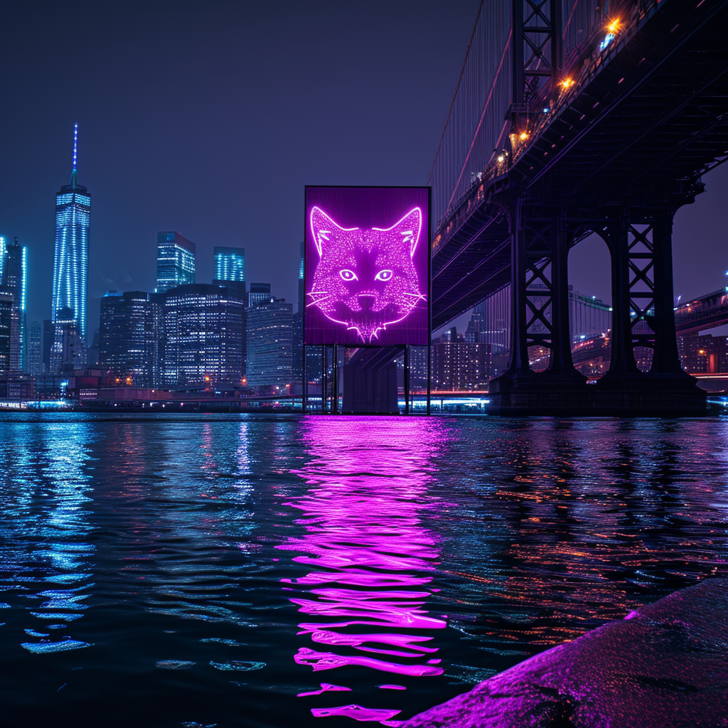 4. Neon bridge with Shiba Inu logo