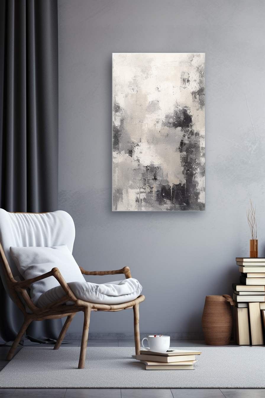 4. Stunning canvas painting in grey living room