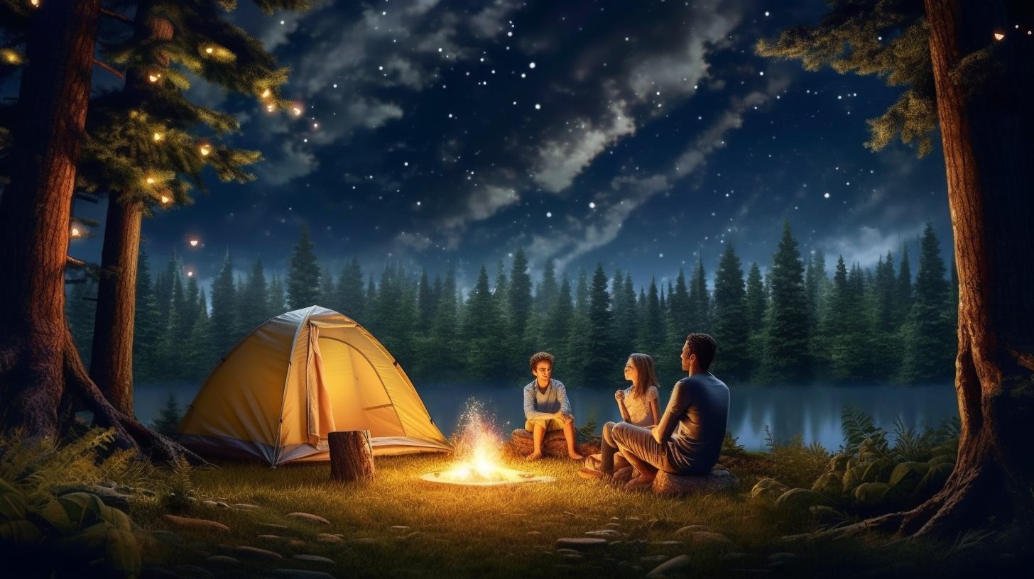 4. Family camping in lush forest