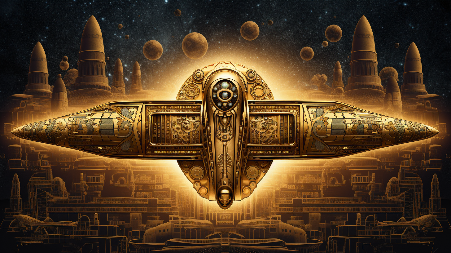 Detailed description of ancient Egyptian spaceship image