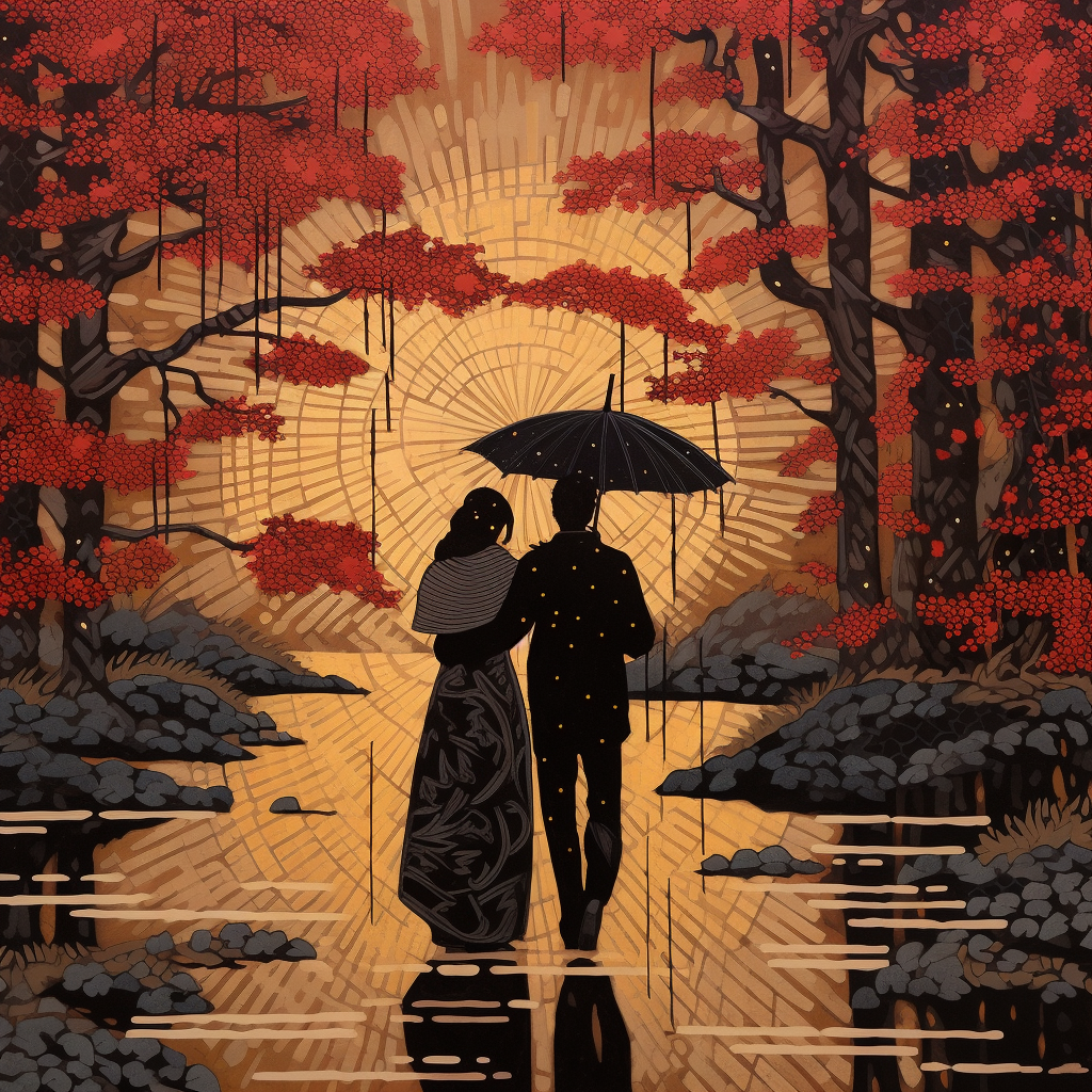 4. Romantic couple walking in rain