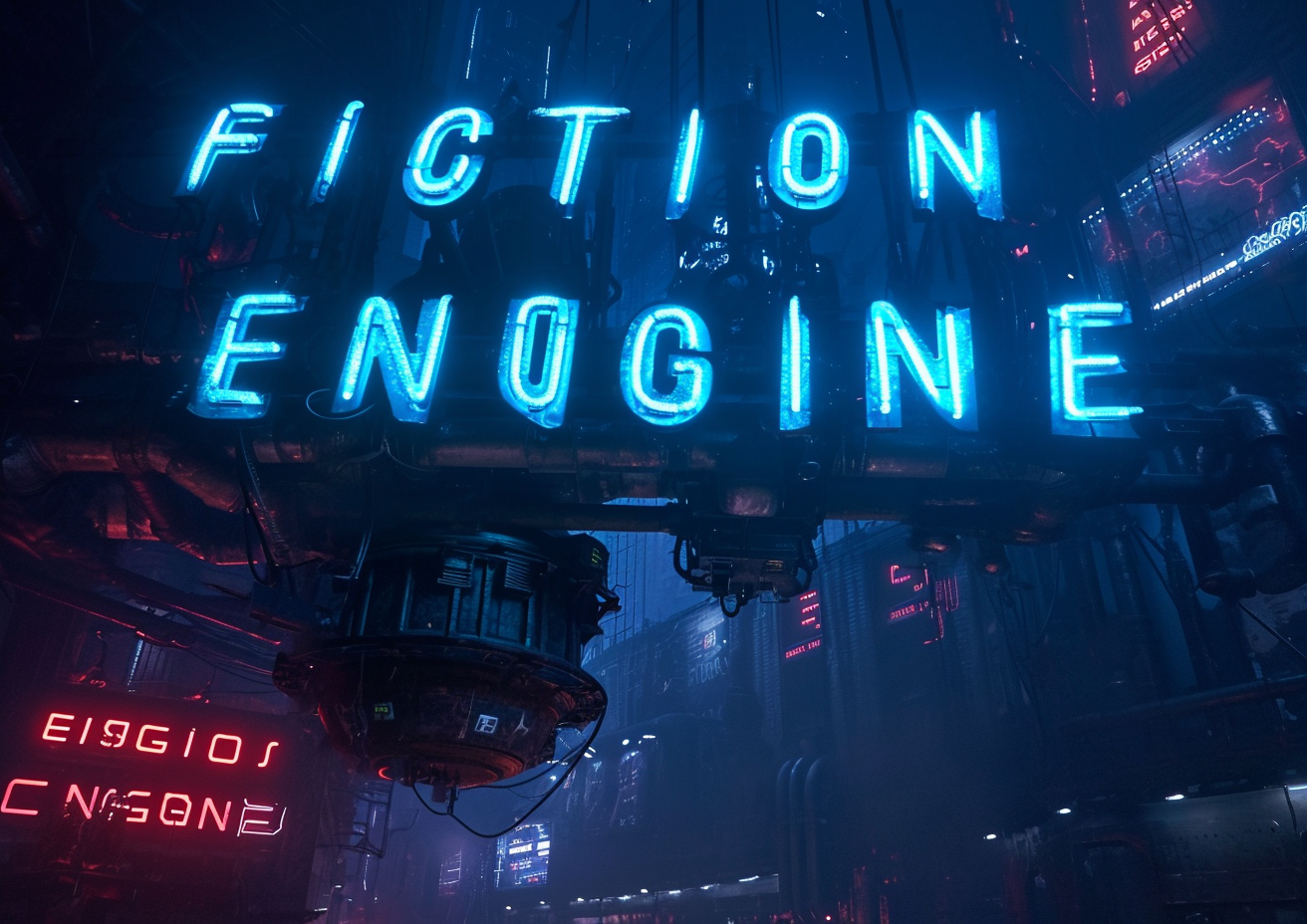 4. Skyline with  Fiction Engine  text