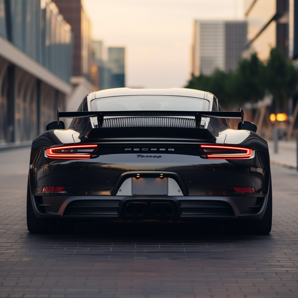 4. Black 992 Turbo rear view