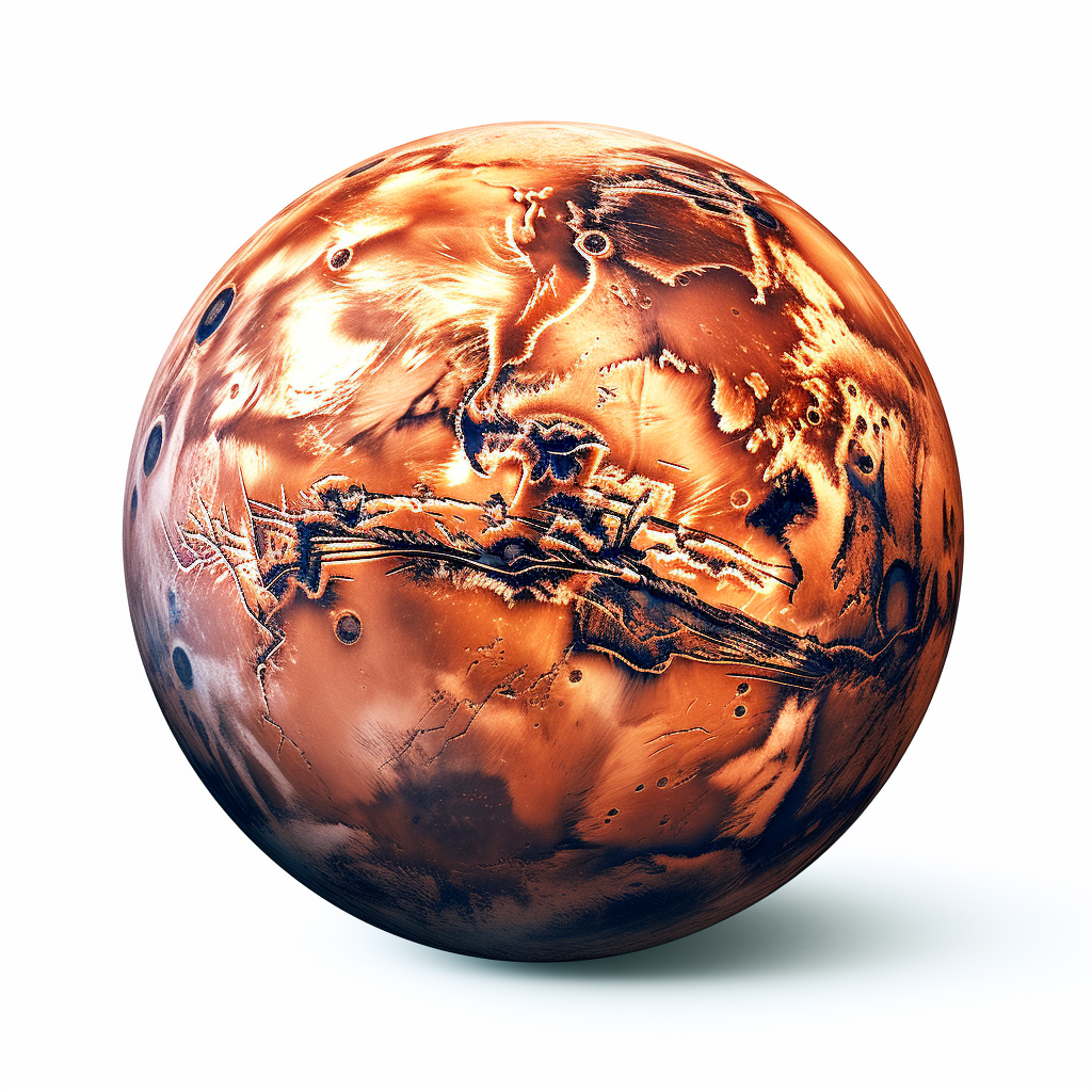 4. Hyper-realistic Mars Planet Image on white background