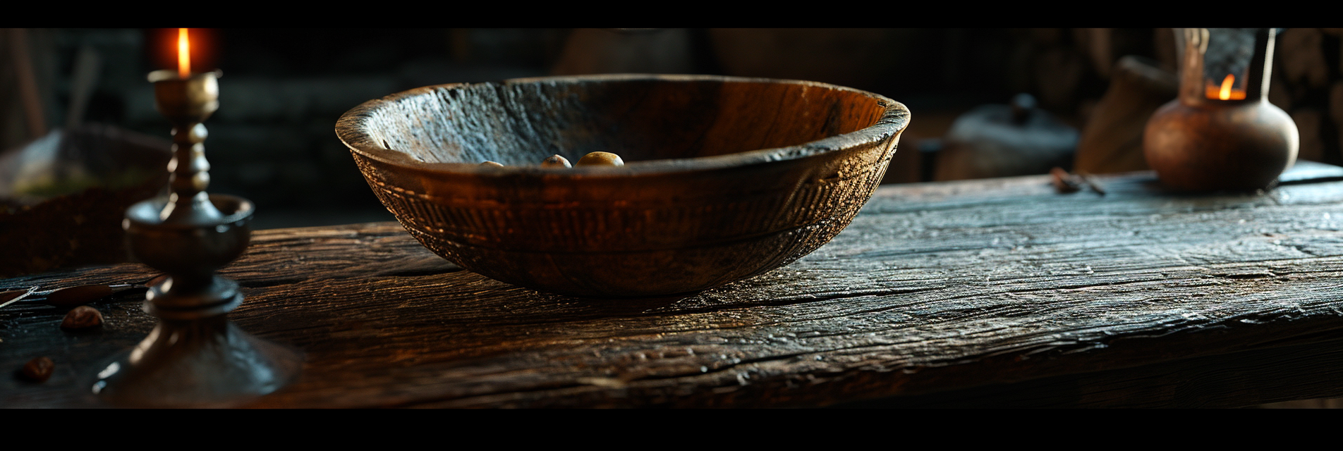 4.  Close-up of Medieval Wooden Bowl with Pelmeně