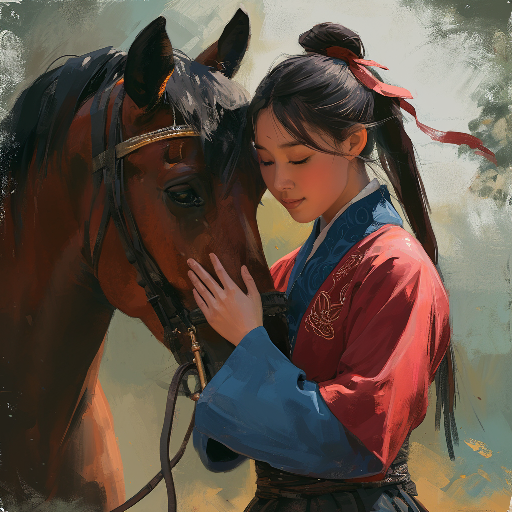 4. Image of Mulan patting her horse